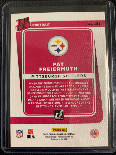 2021 PANINI DONRUSS NFL FOOTBALL #281 PITTSBURGH STEELERS - PAT FREIERMUTH CANVAS RATED ROOKIE CARD