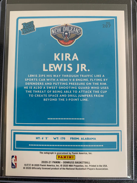 2020-2021 PANINI DONRUSS CHOICE NBA BASKETBALL #207 NEW ORLEANS PELICANS - KIRA LEWIS JR CHOICE SILVER AUTOGRAPHED RATED ROOKIE CARD