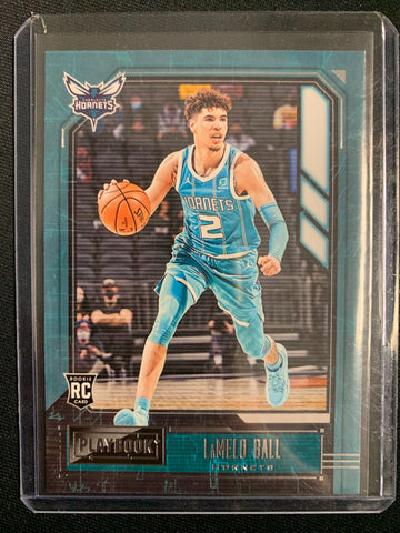 2020-2021 PANINI CHRONICLES NBA BASKETBALL #192 CHARLOTTE HORNETS - LAMELO BALL PANINI PLAYBOOK ROOKIE CARD