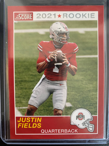 2021 PANINI CHRONICLES DRAFT PICKS FOOTBALL #59 CHICAGO BEARS - JUSTIN FIELDS SCORE DRAFT PICKS ROOKIE CARD