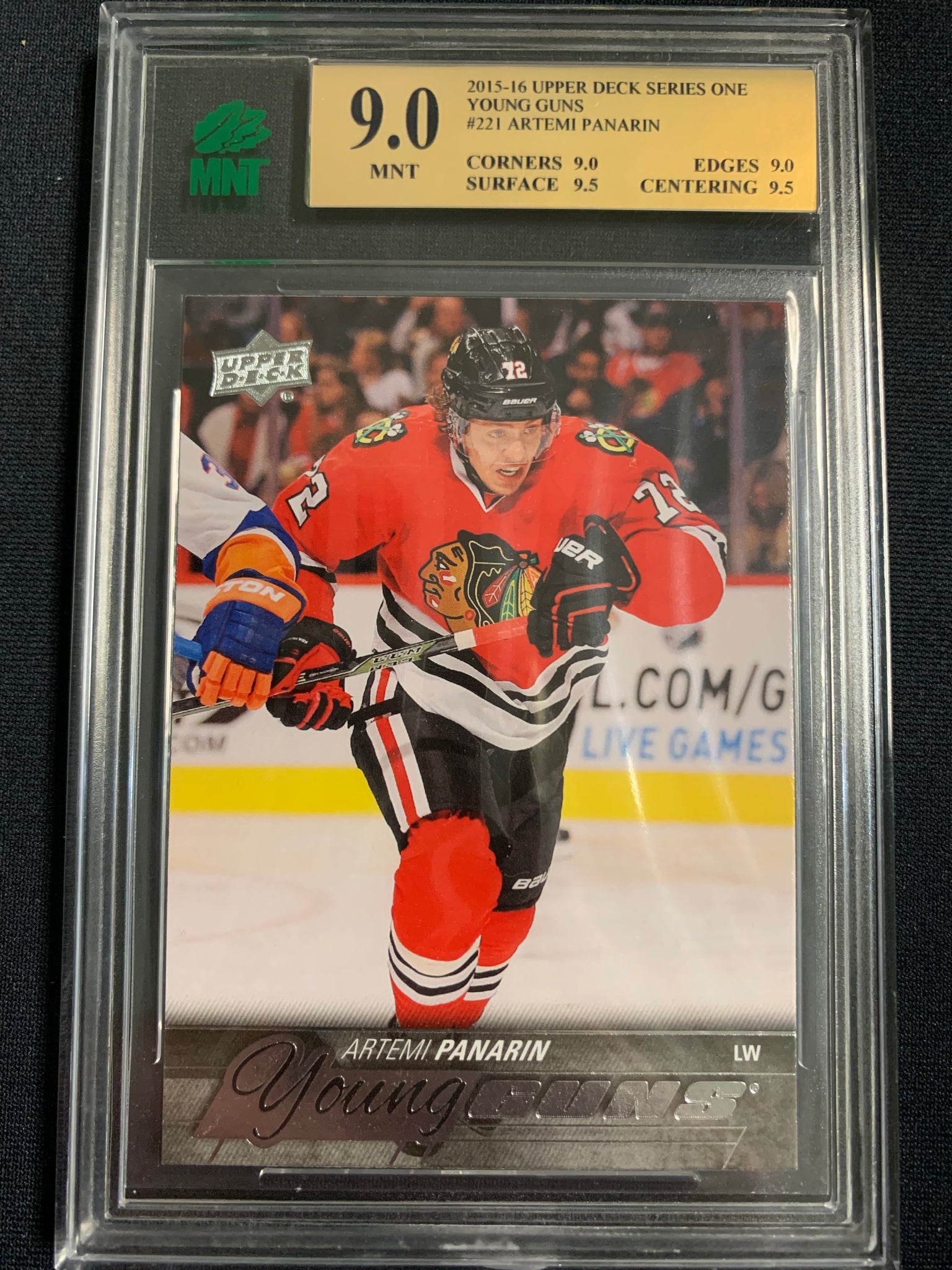 2015-16 UPPER DECK HOCKEY #221 CHICAGO BLACKHAWKS - ARTEMI PANARIN YOUNG GUNS ROOKIE CARD GRADED MNT 9.0 MINT