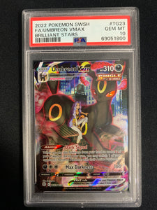 2022 POKEMON SW&SH BRILLIANT STARS FULL ART RARE UMBREON VMAX #TG23 - GRADED PSA 10 GEM MINT