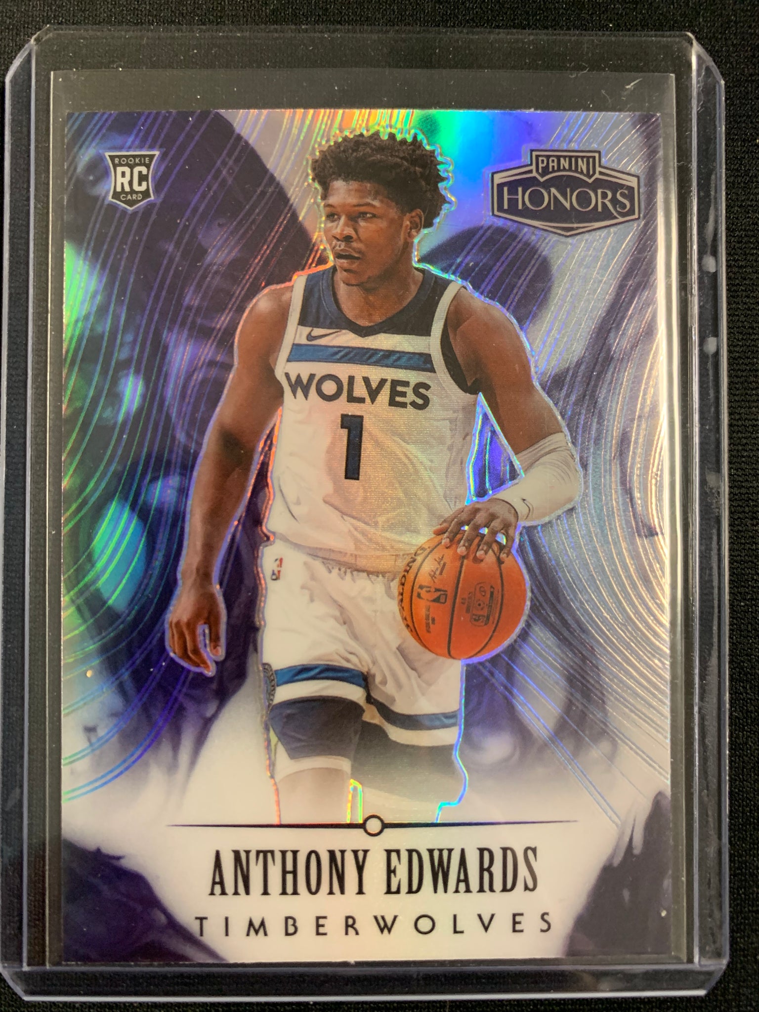 2020-2021 PANINI CHRONICLES NBA BASKETBALL #588 MINNESOTA TIMERWOLVES - ANTHONY EDWARDS SILVER PRIZM HONORS ROOKIE CARD