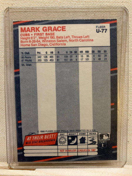 1988-89 FLEER BASEBALL UPDATE #U-77 - MARK GRACE ROOKIE CARD RAW