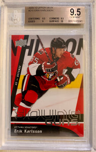 2009-10 UPPER DECK HOCKEY #210 OTTAWA SENATORS - ERIK KARLSSON ROOKIE CARD GRADED BGS 9.5 GEM MINT