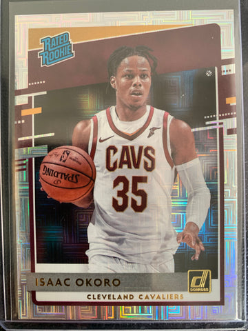 2020-2021 PANINI DONRUSS CHOICE NBA BASKETBALL #203 CLEVELAND CAVALIERS - ISAAC OKORO CHOICE SILVER RATED ROOKIE CARD