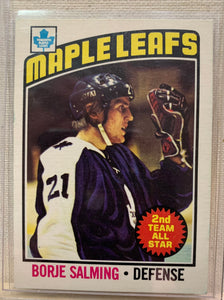 1976-77 O-PEE-CHEE HOCKEY #22 TORONTO MAPLE LEAFS - BORJE SALMING CARD RAW