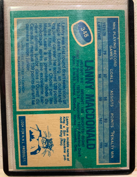 1976-77 O-PEE-CHEE HOCKEY #348 TORONTO MAPLE LEAFS - LANNY MACDONALD CARD RAW