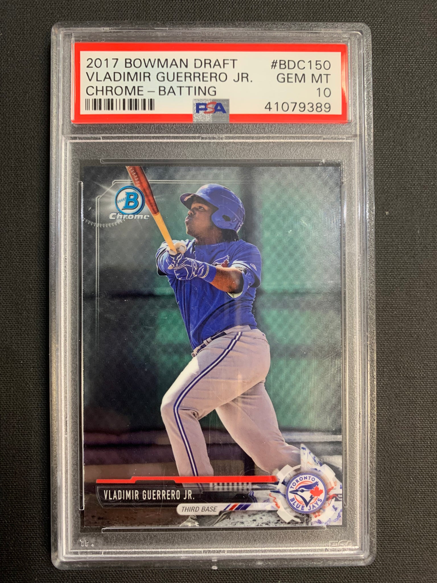 2017 BOWMAN DRAFT BASEBALL #BDC150 TORONTO BLUE JAYS - VLADIMIR GUERRERO BOWMAN CHROME - BATTING PROSPECTS CARD GRADED PSA 10 GEM MINT
