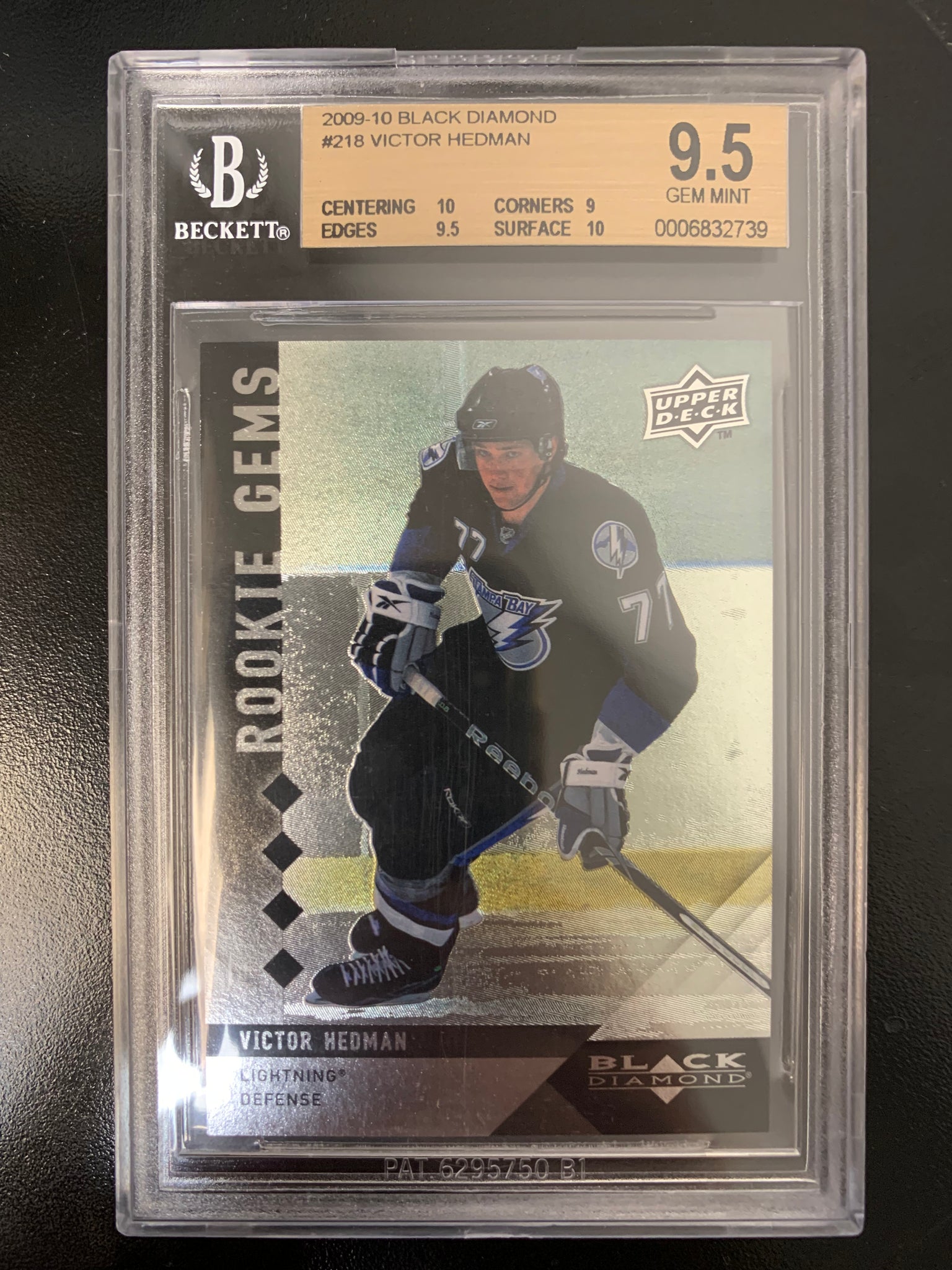 2009-10 UPPER DECK BLACK DIAMOND HOCKEY #218 TAMPA BAY LIGHTNING - VICTOR HEDMAN QUAD DIAMOND ROOKIE CARD GRADED BGS 9.5 GEM MINT