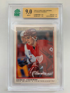 1990-91 O-PEE-CHEE PREMIER HOCKEY #30 DETROIT RED WINGS - SERGEI FEDOROV ROOKIE CARD GRADED MNT 9.0 MINT