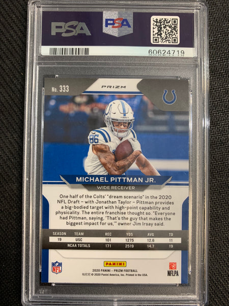 2020 PANINI PRIZM FOOTBALL #333 INDIANAPOLIS COLTS - MICHAEL PITTMAN RED ICE PRIZM PARALLEL ROOKIE GRADED PSA 9 MINT