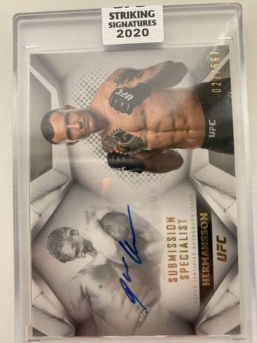 2020 TOPPS UFC STRIKING SIGNATURES # SUS-JH - JACK HERMANSSON AUTO NUMBERED 027/567