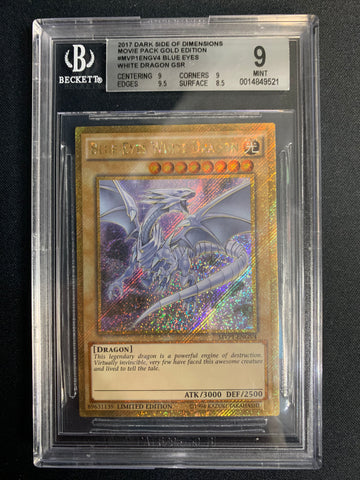 2017 YU-GI-OH DARK SIDE OF DIMENSIONS #MVP1-ENTV4 BLUE EYES WHITE DRAGON GRADED BGS 9 MINT