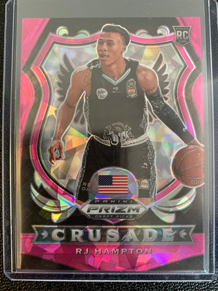 2020 PANINI PRIZM DRAFT PICKS BASKETBALL #93 DENVER NUGGETS -RJ HAMPTON PINK CRACKED ICE PRIZM CRUSADE ROOKIE CARD