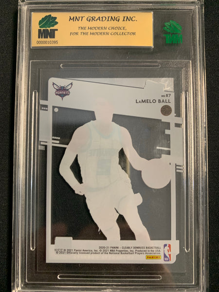 2020-2021 PANINI CLEARLY DONRUSS NBA BASKETBALL #87 CHARLOTTE HORNETS - LAMELO BALL CLEAR RATED ROOKIE CARD GRADED MNT 9.0 MINT