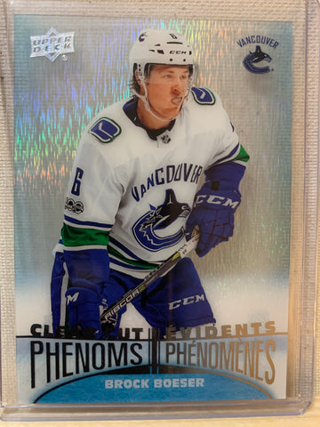 2018-19 TIM HORTONS HOCKEY VANCOUVER CANUCKS -  CLEAR CUT PHENOMS BROCK BOESER CARD RAW