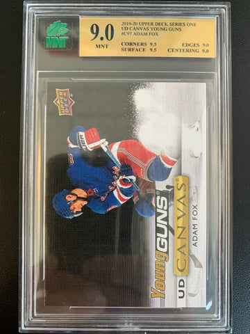 2019-20 UPPER DECK HOCKEY #C97 NEW YORK RANGERS - ADAM FOX YOUNG GUNS CANVAS ROOKIE CARD GRADED MNT 9.0 MINT