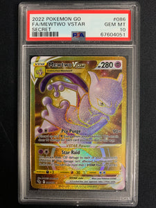 POKEMON GO MEWTWO VSTAR FULL ART GOLD SECRET RARE 086/078 GRADED PSA 10 GEM MINT