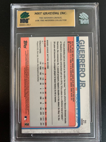 2019 TOPPS CHROME BASEBALL #21 TORONTO BLUE JAYS - VLADIMIR GUERRERO ROOKIE CARD GRADED MNT 9.0 MINT