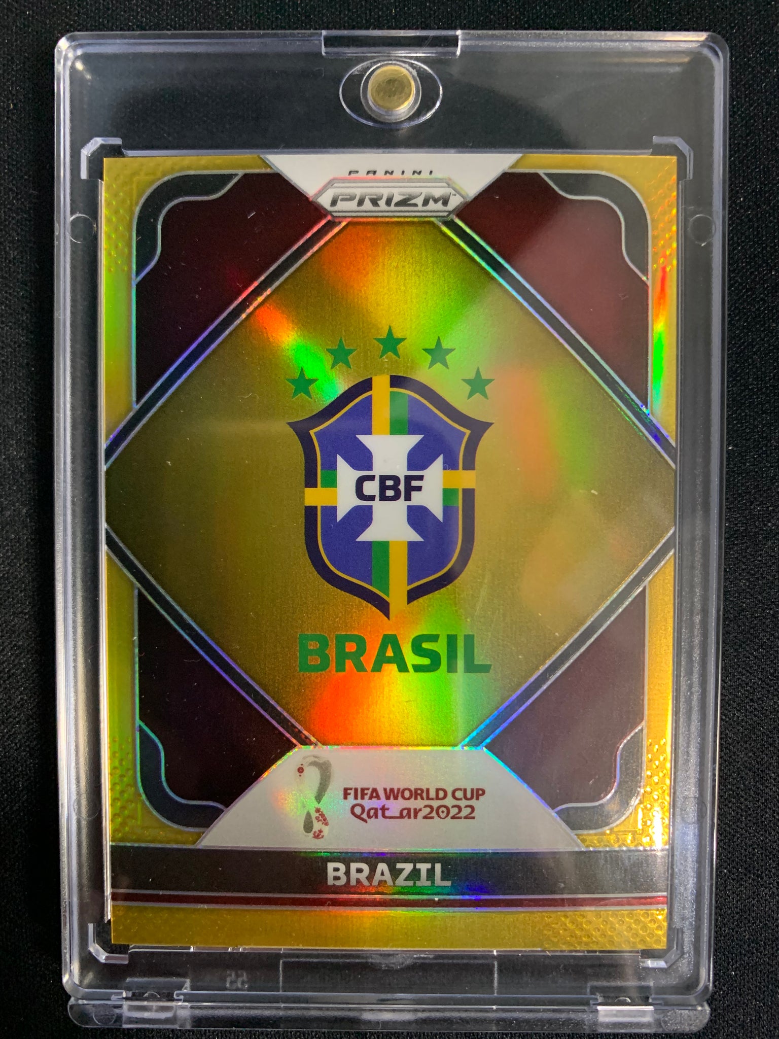 2022 PANINI PRIZM FIFA WORLD CUP QATAR SOCCER #3 BRAZIL - BRAZIL TEAM BADGE GOLD SP PARALLEL NUMBERED 08/10