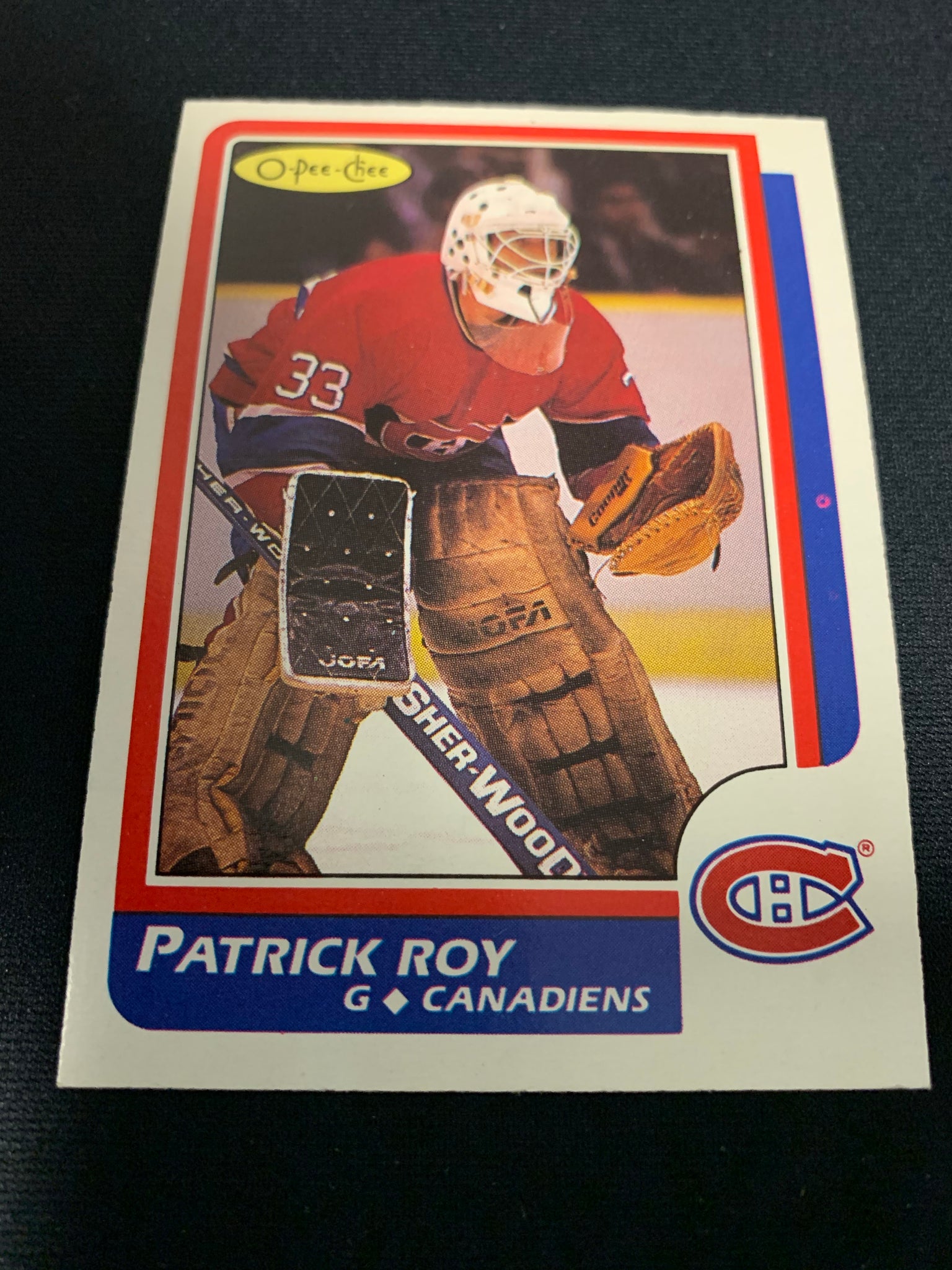 1986-87 O-PEE-CHEE HOCKEY #53 MONTREAL CANADIENS - PATRICK ROY ROOKIE CARD RAW