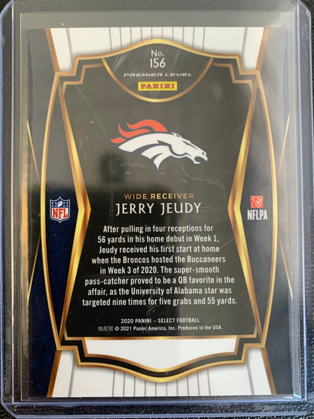 2020 PANINI SELECT FOOTBALL #156 DENVER BRONCOS - JERRY JEUDY SELECT PREMIER LEVEL PRIZM ROOKIE CARD