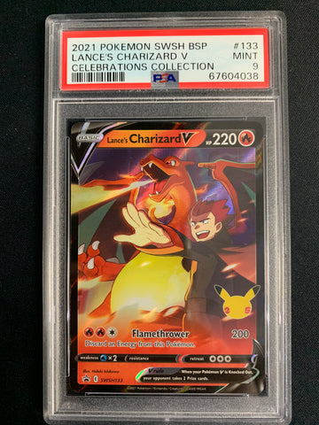 2021 POKEMON CELEBRATIONS LANCE'S CHARIZARD V PROMO #SWSH133 - GRADED PSA 9 MINT