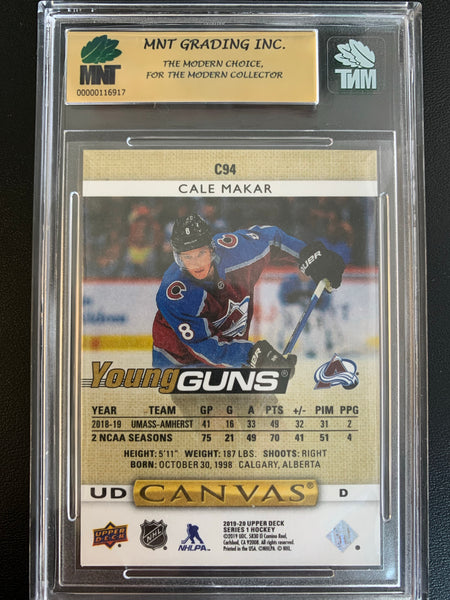 2019-20 UPPER DECK HOCKEY #C94 COLORADO AVALANCHE - CALE MAKAR YOUNG GUNS CANVAS ROOKIE CARD GRADED MNT 9.0 MINT