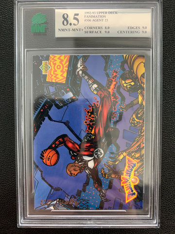 1992-93 UPPER DECK BASKETBALL FANIMATION #506 - MICHAEL JORDAN AGENT 23 GRADED MNT 8.5 NMNT-MINT+