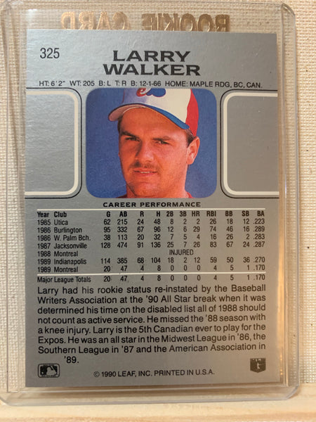 1990-91 LEAF BASEBALL #325 - LARRY WALKER ROOKIE CARD RAW