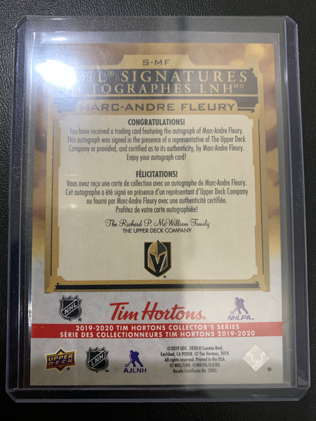 2019-20 UPPER DECK TIM HORTONS HOCKEY #S-MF VEGAS GOLDEN KNIGHTS - MARC ANDRE FLEURY NHL SIGNATURES AUTOGRAPH