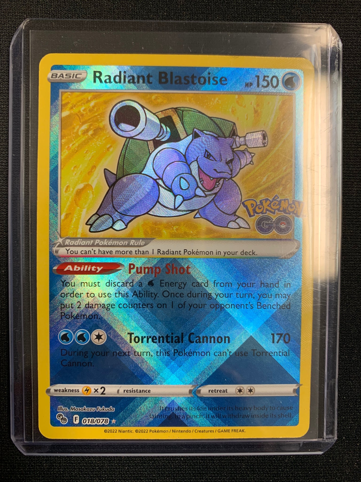 2022 POKEMON GO TCG RADIANT BLASTOISE HOLO RARE #018/078 - PACK FRESH !