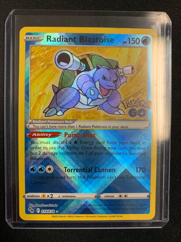 2022 POKEMON GO TCG RADIANT BLASTOISE HOLO RARE #018/078 - PACK FRESH !