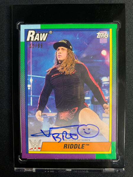 2021 TOPPS HERITAGE WWE WRESTLING #A-BRO - RIDDLE AUTHENTIC ON CARD AUTOGRAPH NUMBERED 02/99