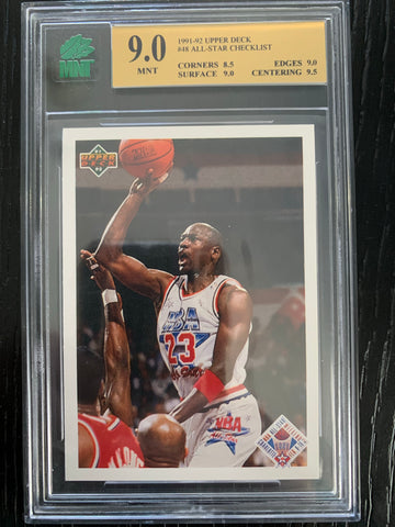 1991-92 UPPER DECK BASKETBALL #48 - MICHAEL JORDAN ALL-STAR CHECKLIST GRADED MNT 9.0 MINT