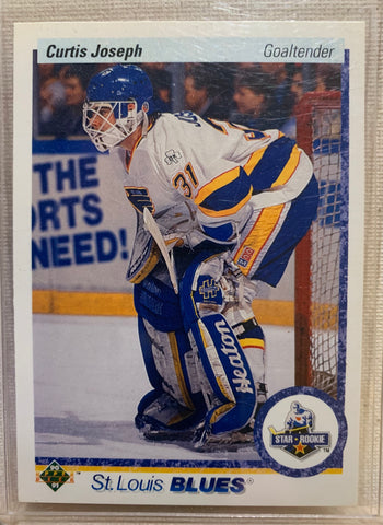 1990-91 UPPER DECK HOCKEY #175 ST.LOUIS BLUES - CURTIS JOSEPH ROOKIE CARD RAW