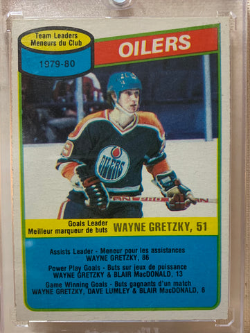 1980-81 O-PEE-CHEE HOCKEY #182 EDMONTON OILERS - WAYNE GRETZKY TEAM LEADERS CARD RAW