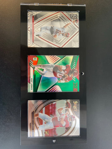 2021 CHRONICLES DRAFT PICKS FOOTBALL - MAC JONES ROOKIE CARD COLLECTION (3) / COMES WITH 1-TOUCH DISPLAY CASE