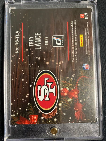 2021 PANINI DONRUSS FOOTBALL #RS-TLA SAN FRANCISCO 49ERS - TREY LANCE ROOKIE SWEATERS ROOKIE CARD