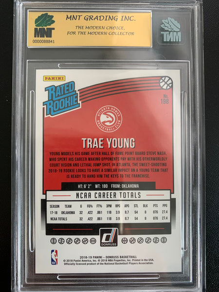 2018-19 PANINI DONRUSS BASKETBALL #198 ATLANTA HAWKS - TRAE YOUNG RATED ROOKIE CARD GRADED MNT 9.5 GEM MNT