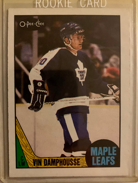 1987-88 O-PEE-CHEE HOCKEY #243 TORONTO MAPLE LEAFS - VINCENT DAMPHOUSSE ROOKIE CARD RAW