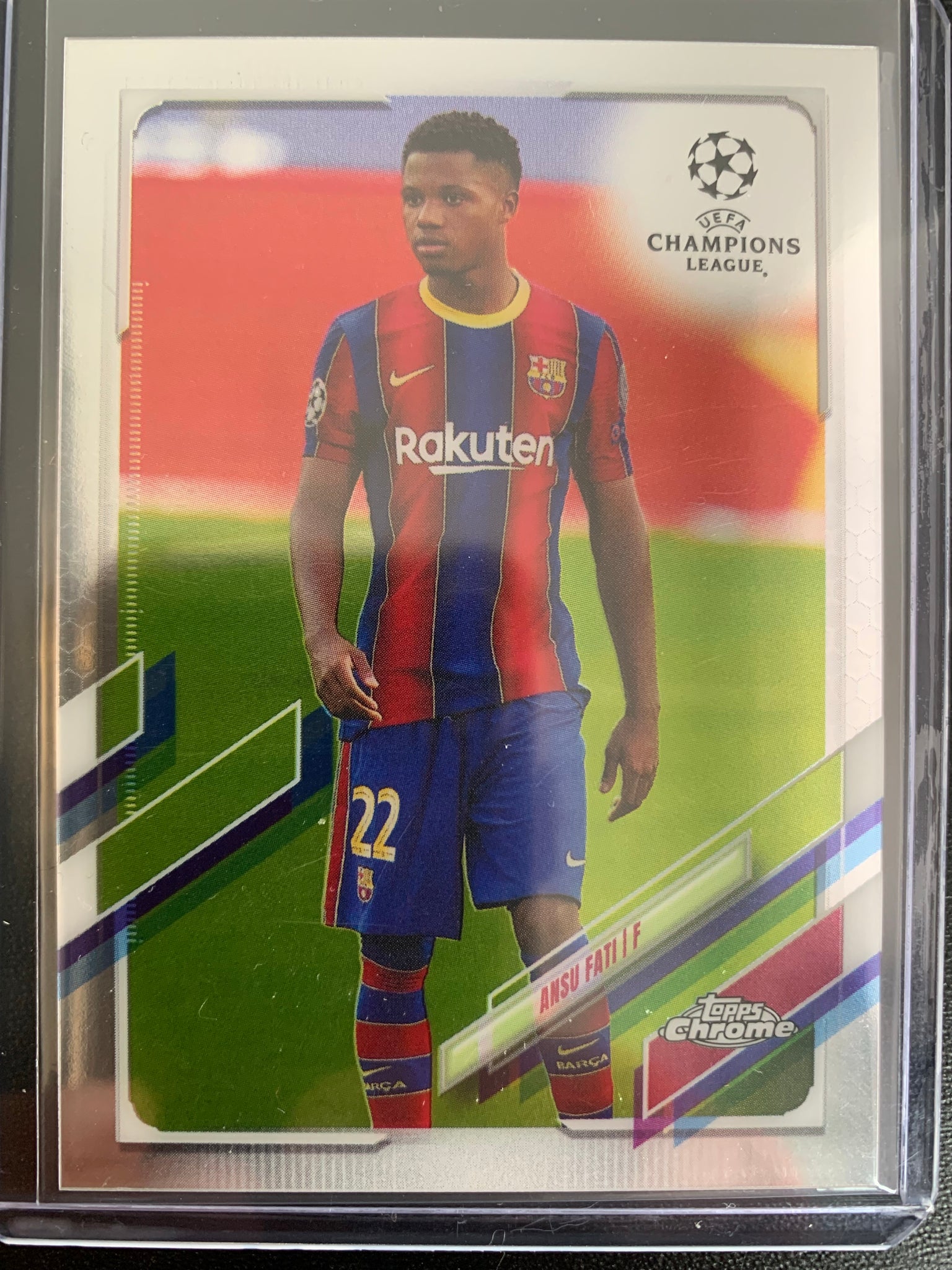 2021 TOPPS CHROME UEFA CHAMPIONS LEAGUE SOCCER #15 FC BARCELONA - ANSU FATI BASE CARD