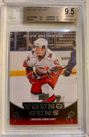 2010-11 UPPER DECK HOCKEY #211 CAROLINA HURRICANES - JEFF SKINNER  ROOKIE CARD GRADED BGS 9.5 GEM MINT