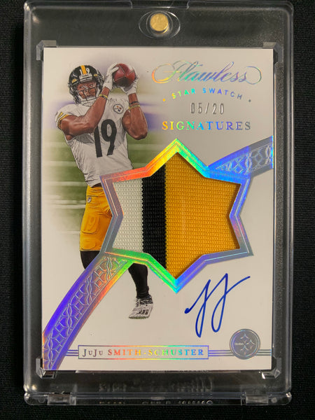 2020 PANINI FLAWLESS NFL FOOTBALL #SS-JUJU PITTSBURGH STEELERS - JUJU SMITH-SCHUSTER STAR SWATCH SIGNATURES NUMBERED 05/20