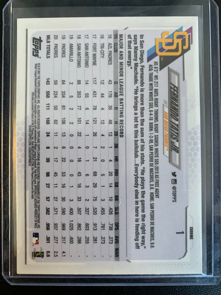 2021 TOPPS CHROME BASEBALL #1 SAN DIEGO PADRES - FERNANDO TATIS JR PINK PARALLEL REFRACTOR CARD