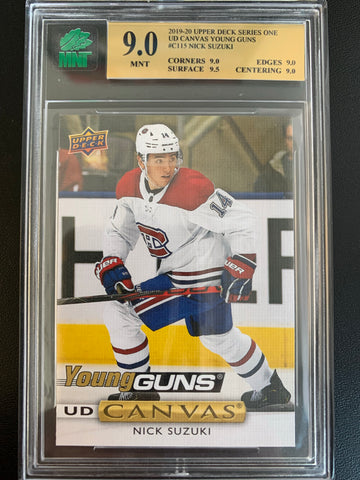 2019-20 UPPER DECK HOCKEY #C115 MONTREAL CANADIENS - NICK SUZUKI YOUNG GUNS CANVAS ROOKIE CARD GRADED MNT 9.0 MINT