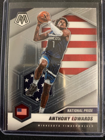 2020-2021 PANINI MOSAIC NBA BASKETBALL #252 MINNESOTA TIMBERWOLVES - ANTHONY EDWARDS MOSAIC BASE NATIONAL PRIDE ROOKIE CARD