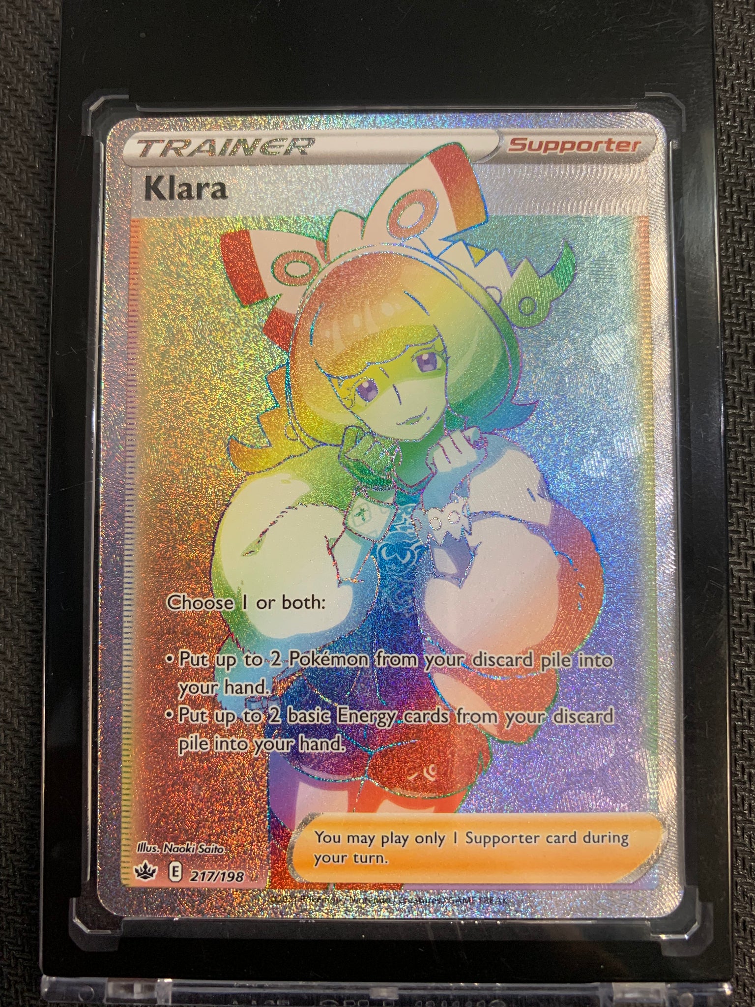 POKEMON SW&SH CHILLING REIGN - KLARA TRAINER SECRET RAINBOW RARE 217/198