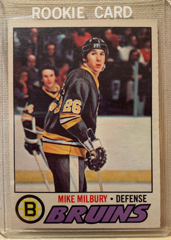 1977-78 O-PEE-CHEE HOCKEY #134 BOSTON BRUINS - MIKE MILBURY ROOKIE CARD RAW